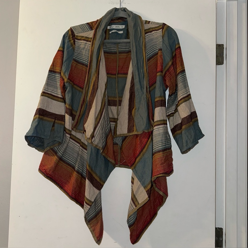 Woolrich Pemberton Women’s Size M/L Sleeve Ruffle Striped Shrug Shawl